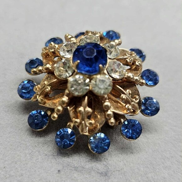 Jewel Encrusted Gold Tone Brooch 50's Era - Picture 3 of 6